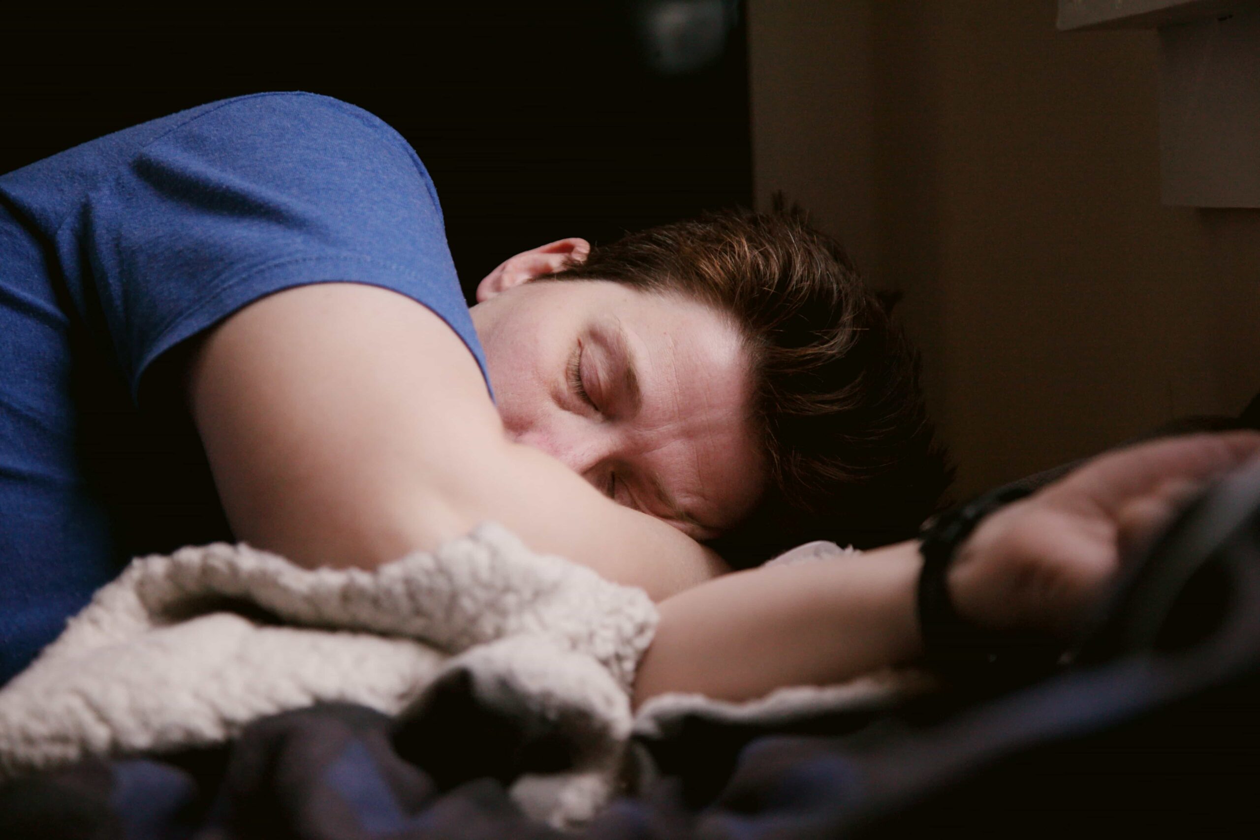 man sleeping with night guard